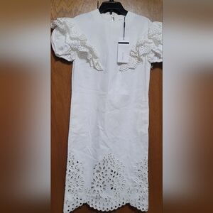 SportMax White Midi Dress with Eyelet Details Size 6